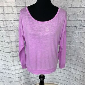 Pink scoopneck Longsleeve batwing top w/banded hem purple sz S women